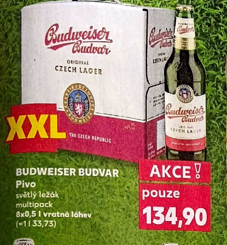 Budweiser Budvar Pivo světlý ležák multipack 8x0,5 l vratná láhev