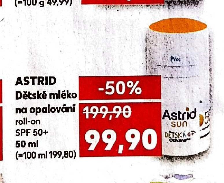 ASTRID Dětské mléko na opalování SPF 50+ 50 ml