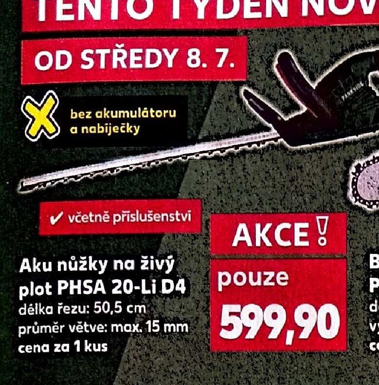 Aku nůžky na živý plot PHSA 20-Li D4