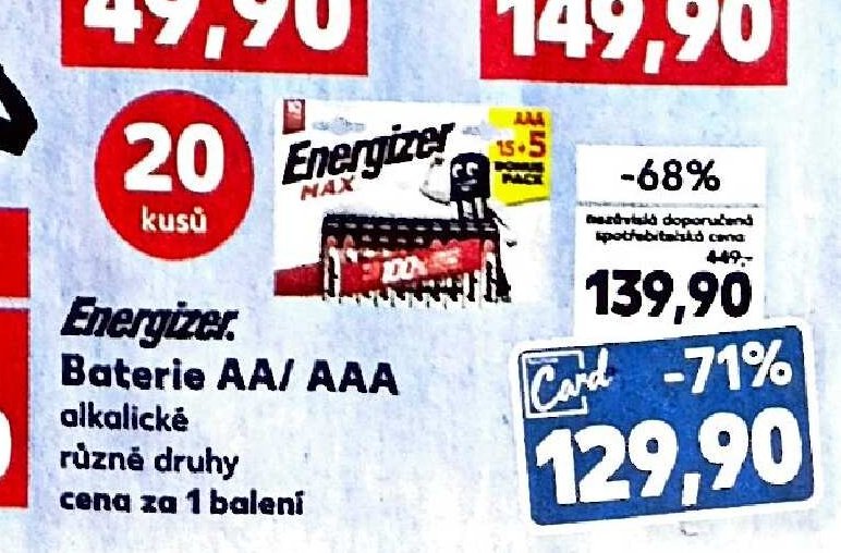 Energizer Baterie AA/AAA alkalické