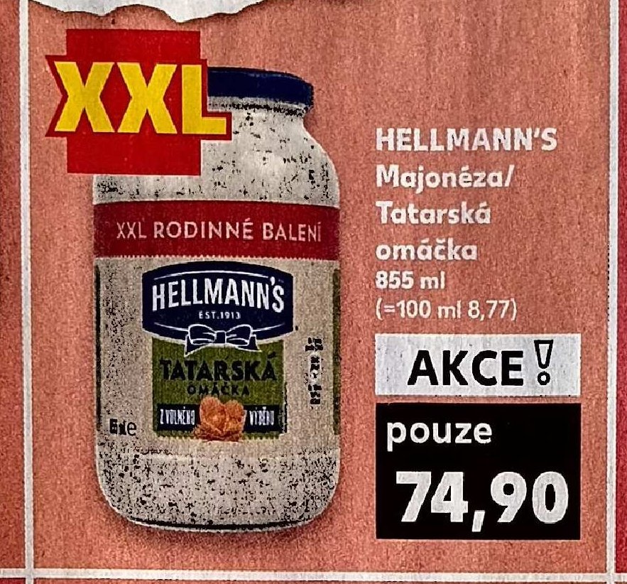 HELLMANN'S Majonéza/Tatarská omáčka 855 ml