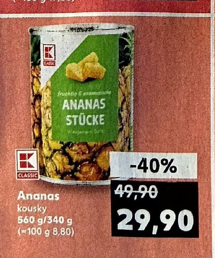Ananas kousky 560 g/340 g