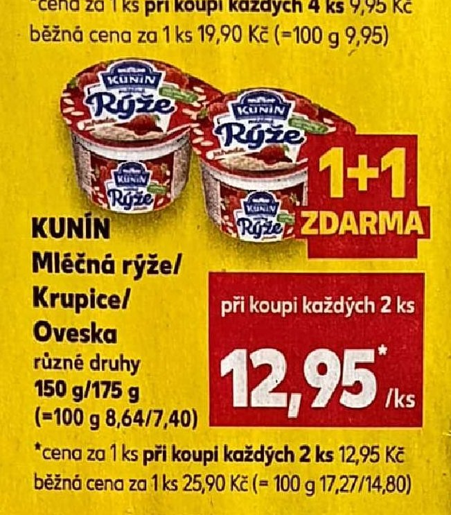 Kunín Mléčná rýže / Krupice / Oveska