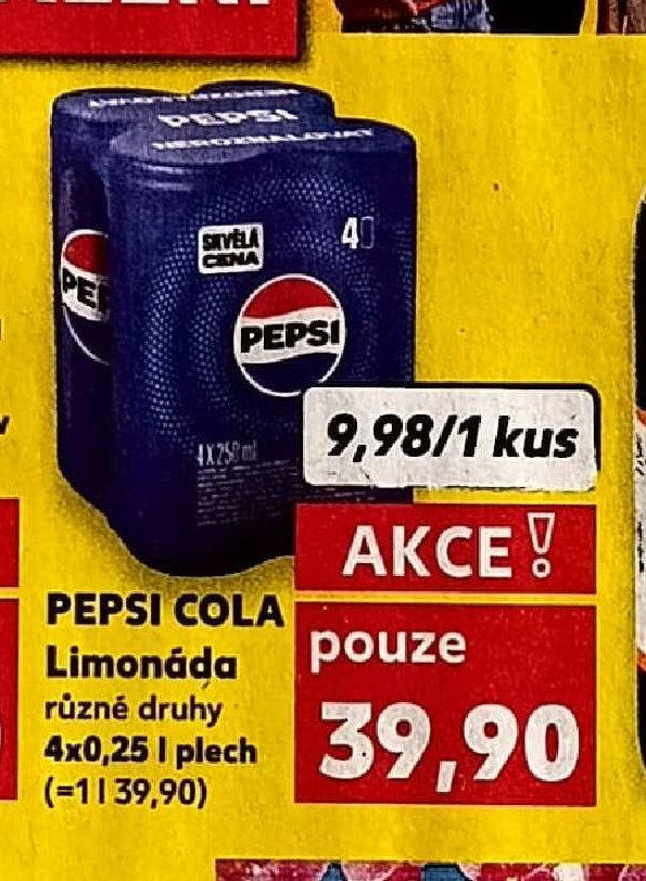 Pepsi Cola limonáda různé druhy 4x0,25 l