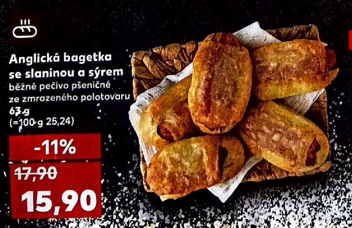 Anglická bagetka se slaninou a sýrem