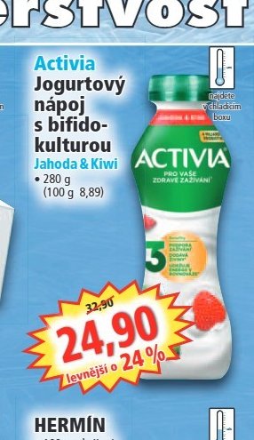 Activia Jogurtový nápoj s bifido-kulturou Jahoda & Kiwi