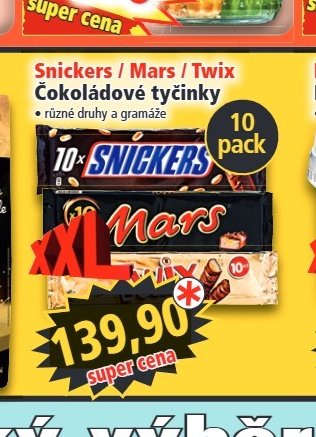 Snickers / Mars / Twix Čokoládové tyčinky