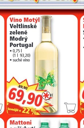 Vino Motýl Veltlínské zelené Modrý Portugal