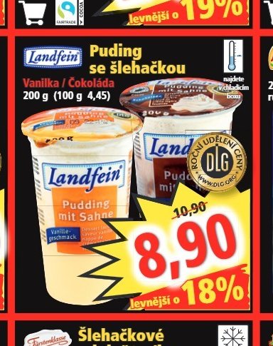 Landfein Puding se šlehačkou
