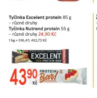 Tyčinka Excelent protein 85 g, Tyčinka Nutrend protein 55 g