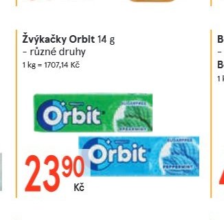 Žvýkačky Orbit 14 g