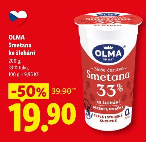 OLMA Smetana ke šlehání - Lidl aktualniletaky.eu