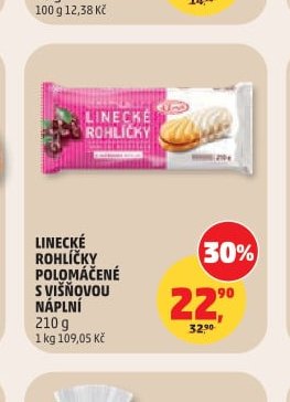 LINECKÉ ROHLÍČKY POLOMÁČENÉ S VIŠŇOVOU NÁPLNÍ