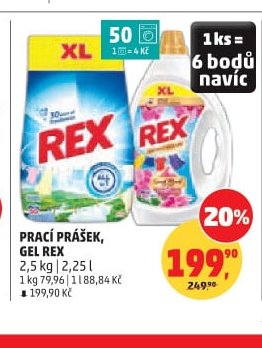 Prací prášek, gel Rex