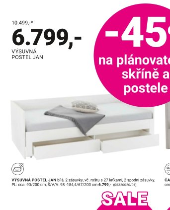 VÝSUVNA POSTEL JAN