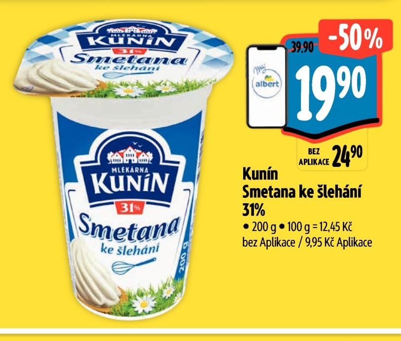 Kunín Smetana ke šlehání 31%