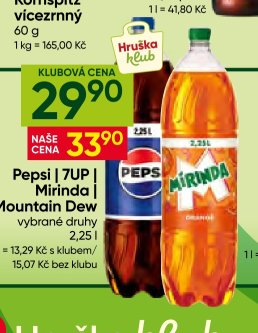Pepsi | 7UP | Mirinda | Mountain Dew vybrané druhy 2,25 l