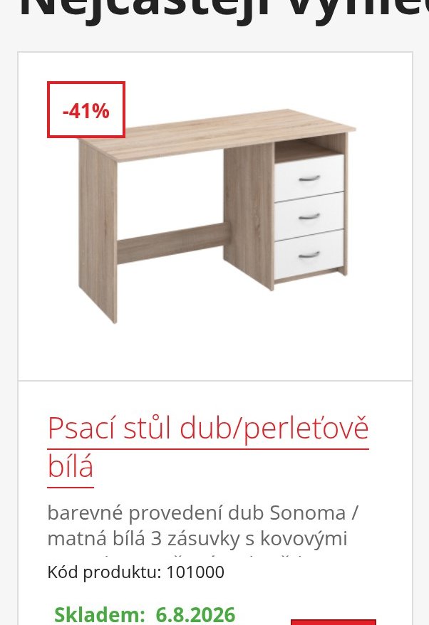 Psací stůl dub/perleťově bílá