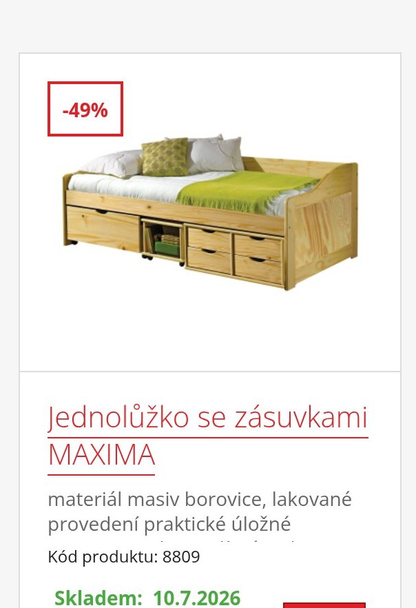 Jednolůžko se zásuvkami MAXIMA