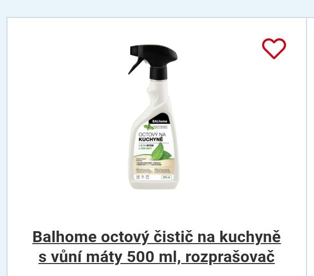 Balhome octový čistič na kuchyně s vůní máty 500 ml, rozprašovač