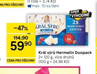 Král sýrů Hermelín Duopack