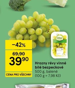 Hrozny révy vinné bílé bezpeckové 500 g