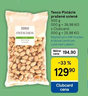 Tesco Pistácie pražené solené 250 g