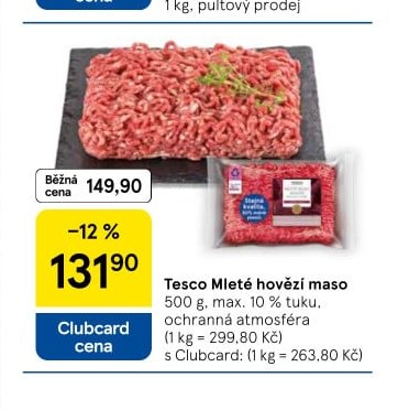 Tesco Mleté hovězí maso 500 g