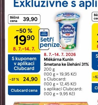 Kunín Smetana ke šlehání 31% 200 g