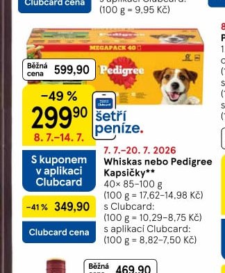 Whiskas nebo Pedigree Kapsičky 40x 85-100 g