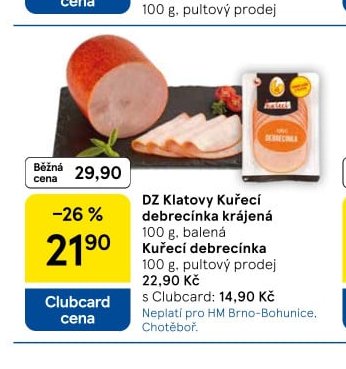 DZ Klatovy Kuřecí debrecínka krájená, Kuřecí debrecínka