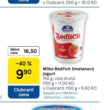Milko Bedřich Smetanový jogurt