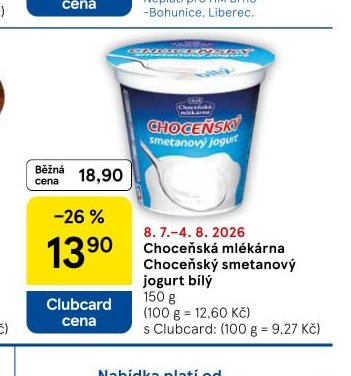 Choceňská mlékárna Choceňský smetanový jogurt bílý