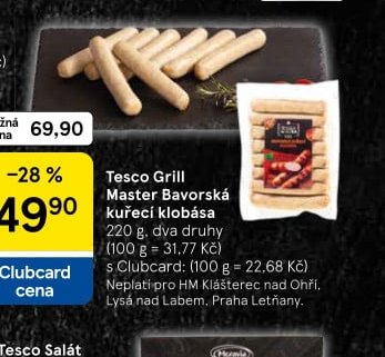 Tesco Grill Master Bavorská kuřecí klobása