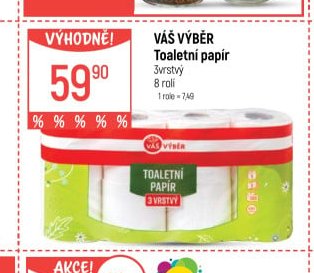 Váš Výběr Toaletní papír 3vrstvý 8 rolí
