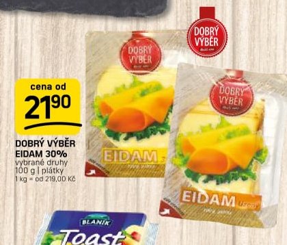 Dobrý výběr Eidam 30% plátky 100 g