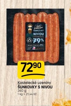 Kostelecké uzeniny ŠUNKOVKY S NIVOU 340 g