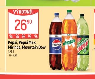 Pepsi, Pepsi Max, Mirinda, Mountain Dew
