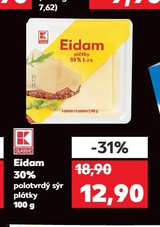 K CLASSIC Eidam 30% polotvrdý sýr