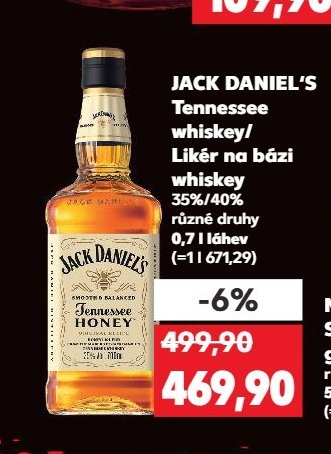 JACK DANIEL'S Tennessee whiskey/ Likér na bázi whiskey