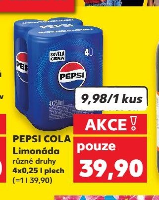 PEPSI COLA Limonáda různé druhy 4x0,25 l