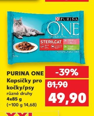 PURINA ONE Kapsičky pro kočky/psy různé druhy 4x85 g