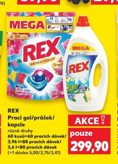 REX Prací gel/prášek/kapsle různé druhy