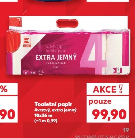 Toaletní papír 4vrstvý, extra jemný