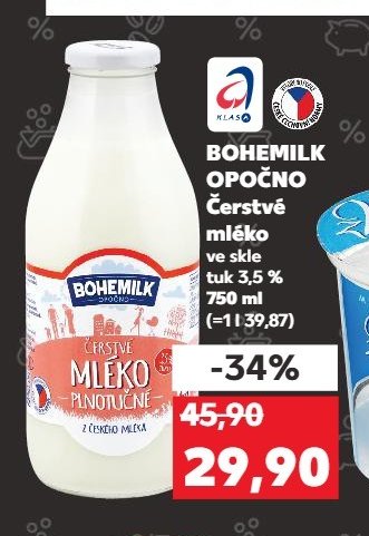 BOHEMILK OPOČNO Čerstvé mléko ve skle