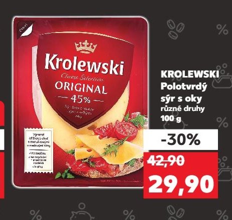 KROLEWSKI Polotvrdý sýr s oky