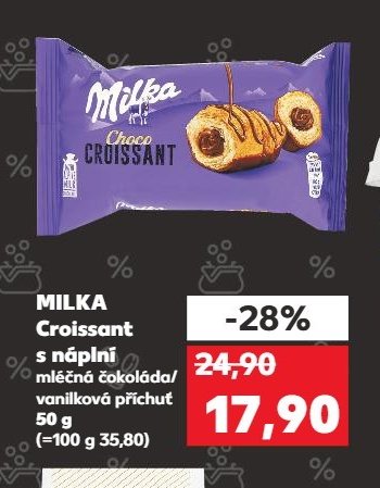 Milka Croissant s náplní mléčná čokoláda/vanilková příchuť 50 g