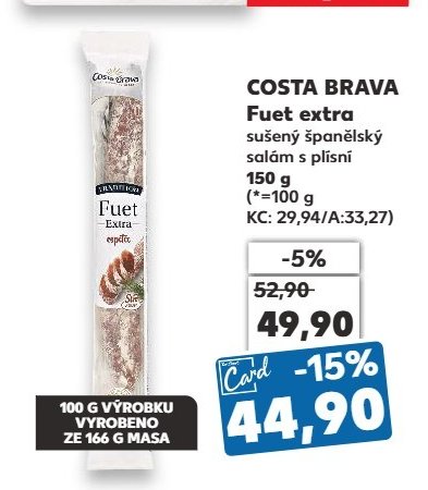 COSTA BRAVA Fuet extra sušený španělský salám s plísní 150 g
