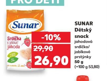 SUNAR Dětský snack jahodová srdíčka/jablkové prstýnky