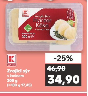 CLASSIC Zrající sýr s kmínem 200 g
